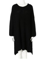 シンプルロングニットワンピース/ブラック