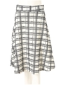チェック柄フレアミディスカート/ホワイト