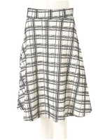チェック柄フレアミディスカート/ホワイト