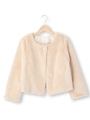 ノーカラーフェイクファージャケット/キャメル(041)