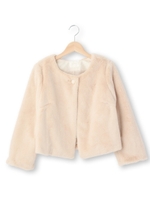 ノーカラーフェイクファージャケット/キャメル(041)