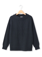 ハイネックケーブルニット/ネイビー(093)