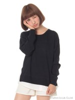 ・シャツドッキングニットプルオーバー/Navy