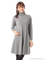 タートルＡラインワンピース/ベージュ