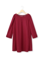 袖リボンAラインワンピース/ボルドー(064)