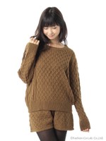 ケーブルニットセットアップ/オレンジ