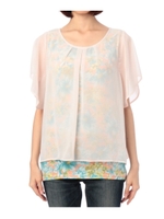 シフォンレイヤード風ブラウス/ピンク系(071)