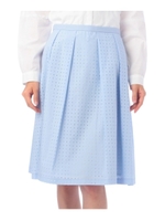 スクエアパンチング柄ミモレ丈スカート/サックス(090)