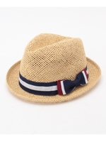 ストライプリボン中折れペーパーハット/ブラウン(042)