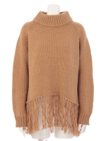 フリンジニットハイネックプルオーバー/CAMEL