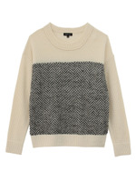 ヘリンボーン柄切り替えニット/ホワイト(502)