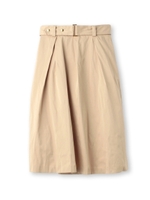 ベルテッドミモレ丈プリーツスカート/ブルー系(095)