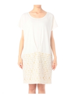 ボーダー×レース切り替えワンピース/ホワイト(004)