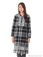 起毛チェックジャガードワンピース/マスタード