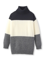 配色タートルニットプルオーバー/ライトグレー(011)