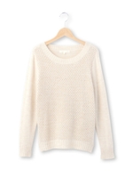 編み地切り替えニットプルオーバー/オフホワイト(003)