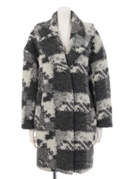 【ROSE BUD】WOOL TUCKED SHAWL COLLAR COAT/WHT/GRY