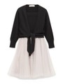 オフショルチュールコンビワンピース/BLK