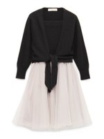 オフショルチュールコンビワンピース/BLK