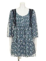 オリジナル花柄シフォンチュニック/スモーキーブルーベース