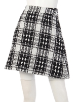 チェック柄フレアスカート/グレー