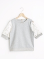 袖レース切替プルオーバー/グレー
