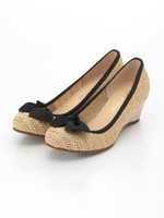 【JELLYBEANS】グログランリボンメッシュパンプス/アイボリー