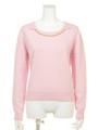 アンゴラ混7G天竺ネックレス付プルオーバー/ピンク