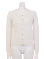 アンゴラ混格子チェックニットカーデ/モクグレー