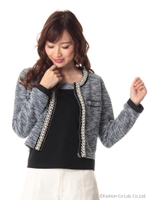 インナー付きMixカットツイードジャケット/ホワイト