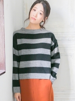 カノコボーダーニット/キャメル柄