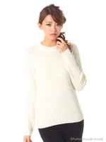 ゴールドボタンリブニット/グレー