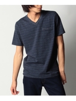 シャドーボーダーVネックカットソー/ネイビー(093)