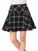 チェックセミフレアスカート/ブラック