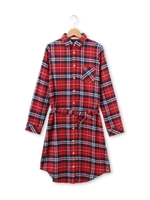 チェックネルシャツワンピース/レッド(262)