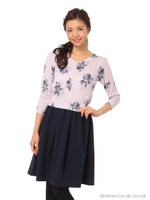 フラワーニットコンビワンピース/ラベンダー