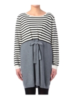 ボーダー配色リボンワンピース/ダークグリーン(523)