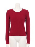 レーヨンアクリルストレッチ12GクルーネックPO/ボルドー