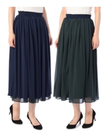 天竺シフォンリバーシブルマキシスカート/ブラック(019)