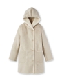 [L]ビッグフード付き裏ボアムートン風コート/ライトベージュ(051)