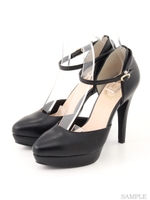 【R&E】低反発インソールセパレートアンクルストラップ付パンプス/ブラック