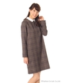 ・グレンチェックサックワンピース/Brown