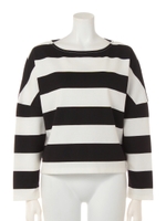 【mystic】太ボーダーカットプルオーバー/ブラック