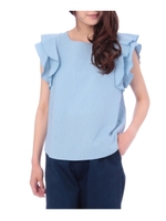 サッカーストライプブラウス/ライトブルー(391)