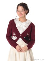 スワンモチーフカーディガン/ワイン