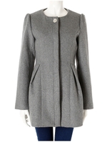 パールビジューウールコクーンコート/グレー