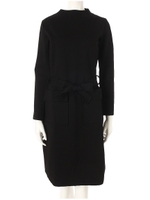 ベルトポケット付ミディワンピース/ブラック