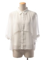 レイヤードフレアーシャツブラウス/カーキ