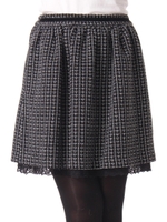 Happyツイードギャザースカート/クロ