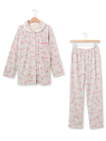 narue(ナルエー) 裏起毛リボン 丸襟上下ナイティ/ライトグレー(111)